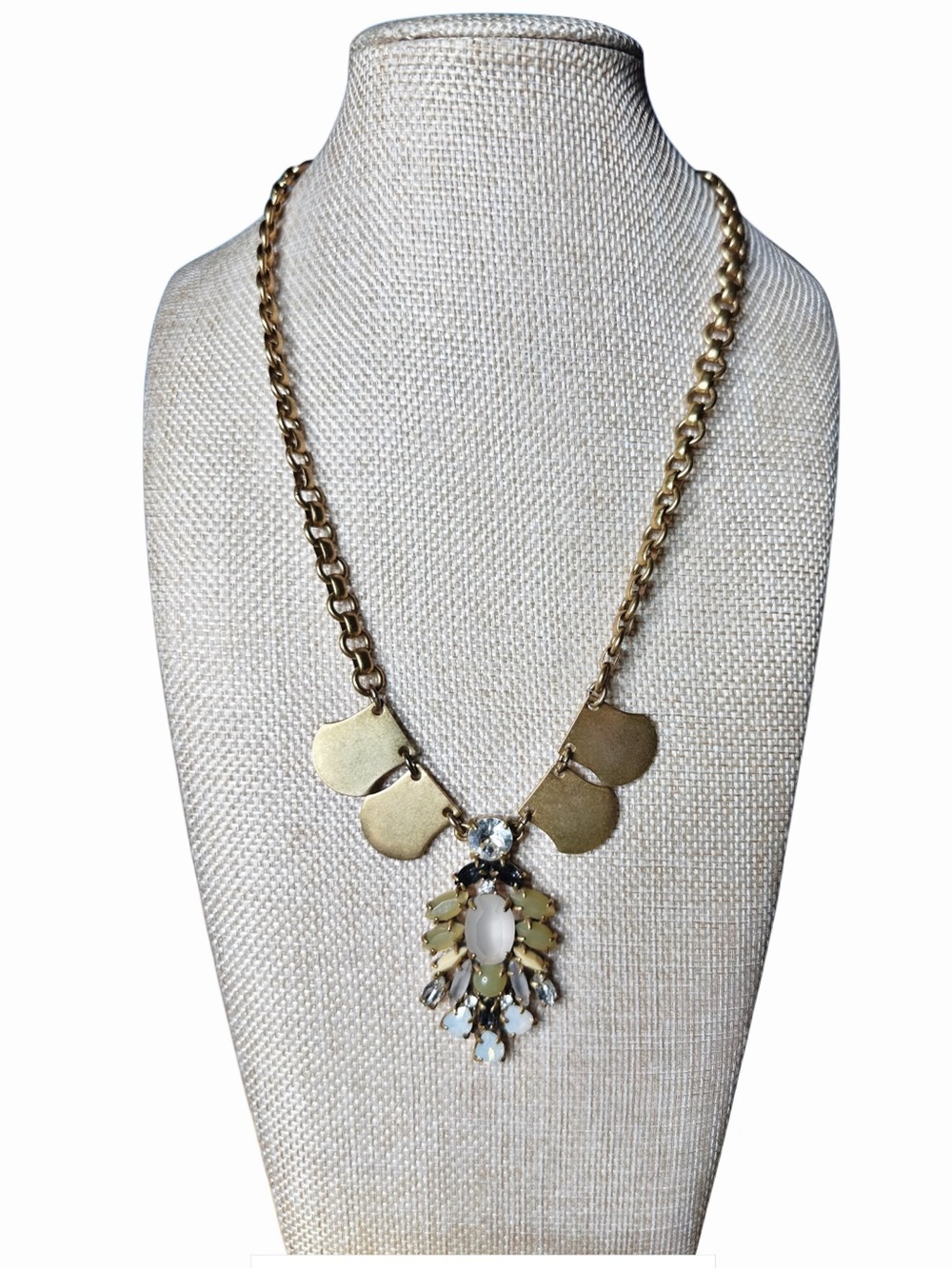 J. Crew Gold-Tone Pendant Necklace with Ivory & Opalescent Stones